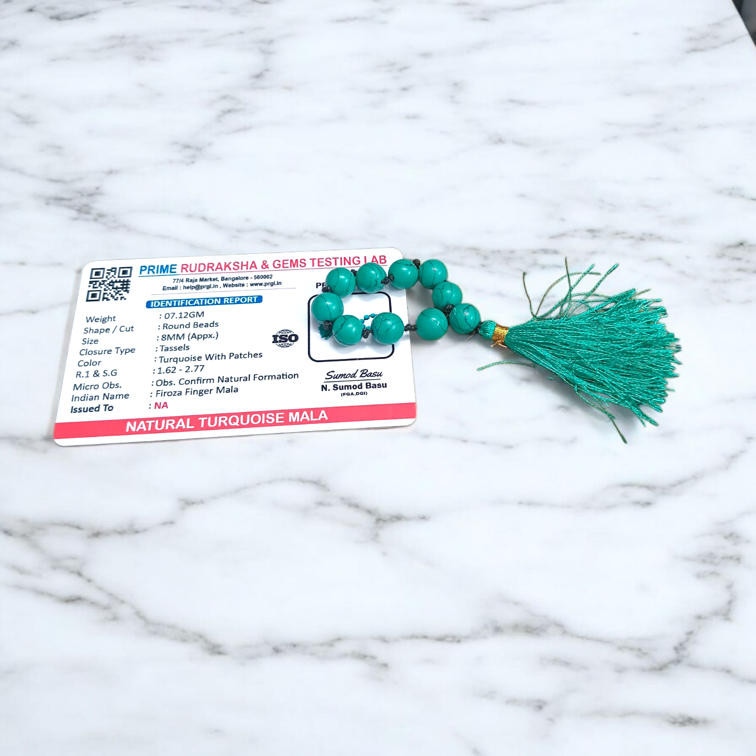 Natural Turquoise Finger Mala featuring 9+1 smooth 8mm Firoza beads, lab-certified gemstone mala used for meditation, peace, and spiritual awakening