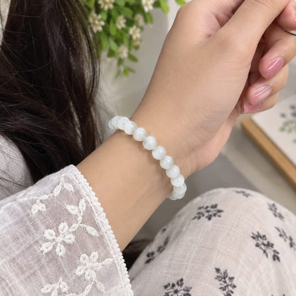 Natural White Hakik Mala and White Hakik Bracelet Lab Certified Combo Set