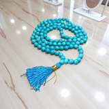 Natural turquoise mala (Firoza mala) with 108+1 beads, 6mm size, used for healing, protection, and spiritual meditation