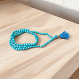 Natural turquoise mala (Firoza mala) with 108+1 beads, 6mm size, used for healing, protection, and spiritual meditation