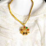 Navratan Locket | Navratan Pendant with Om Symbol and Free Gold Chain – A spiritual pendant with nine gemstones for balance, prosperity, and divine protection