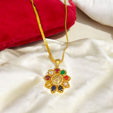 Navratan Locket | Navratan Pendant with Om Symbol and Free Gold Chain – A spiritual pendant with nine gemstones for balance, prosperity, and divine protection