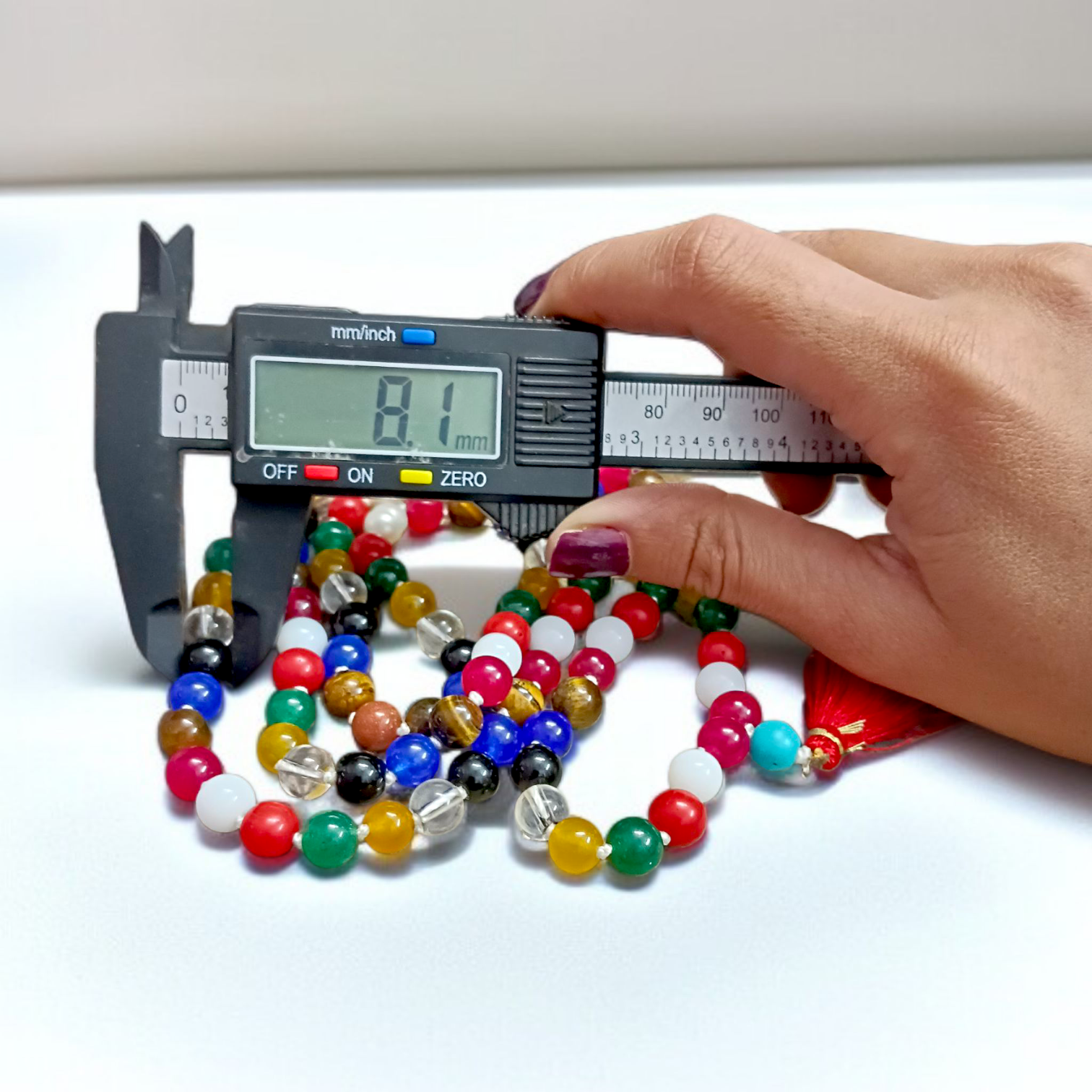 Navratan (Navgrah) Mala with 108+1 Beads – 8mm Lab Certified Gemstones for Astrology, Prosperity, and Spiritual Protection