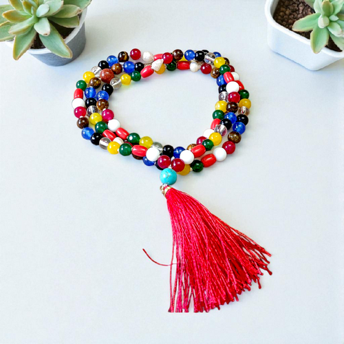 Navratan Navgrah Mala 108+1 Beads – Lab Certified for Meditation & Puja