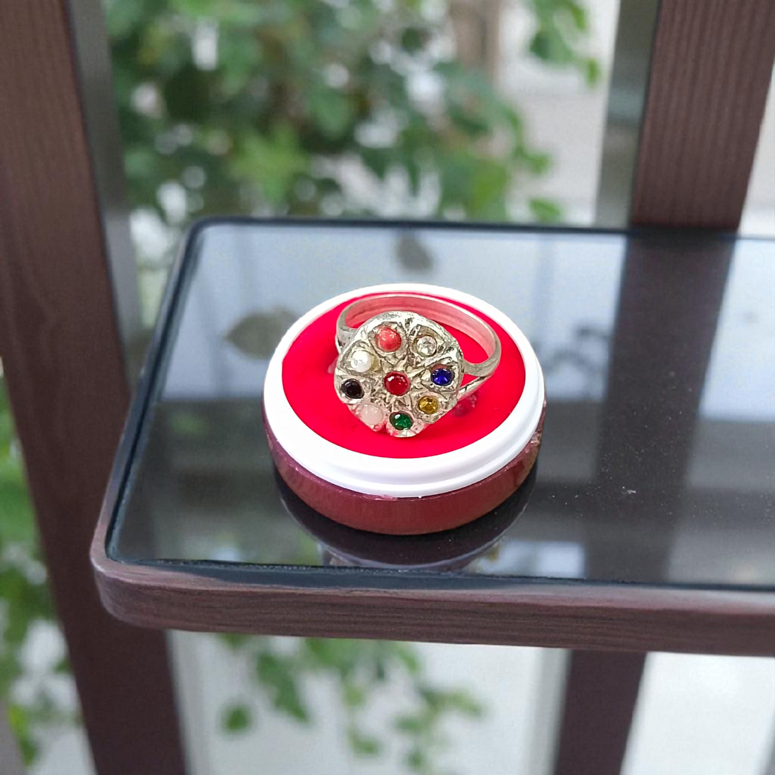 Navratan Ring with Nine Gemstones | Oval Shape – Spiritual and astrological ring offering prosperity, protection, and balance through the power of Navratan gemstones