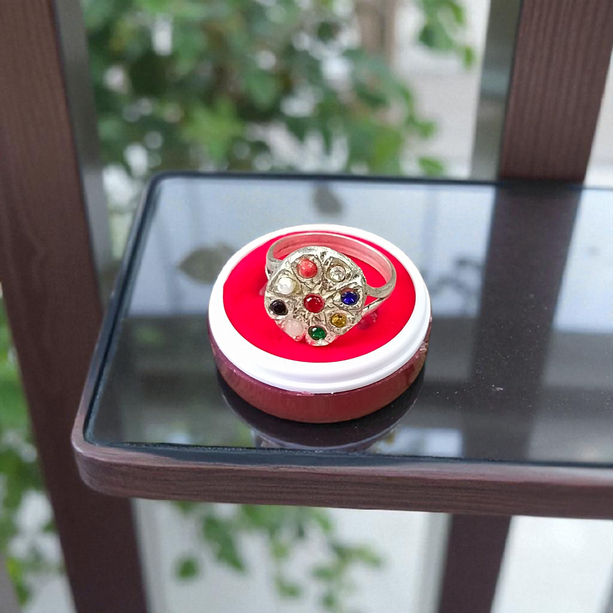 Navratan Ring with Nine Gemstones | Oval Shape – Spiritual and astrological ring offering prosperity, protection, and balance through the power of Navratan gemstones