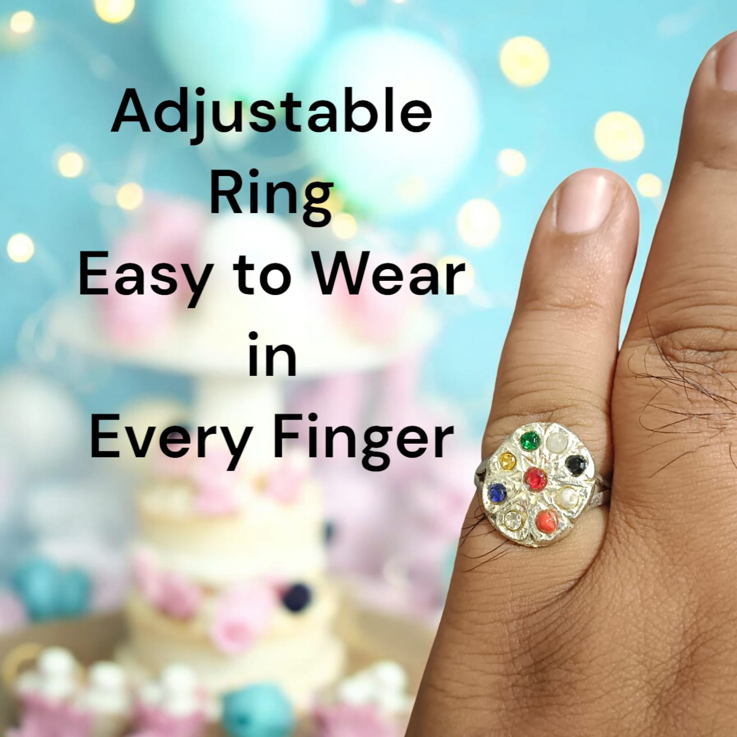 Navratan Ring with Nine Gemstones | Oval Shape – Spiritual and astrological ring offering prosperity, protection, and balance through the power of Navratan gemstones