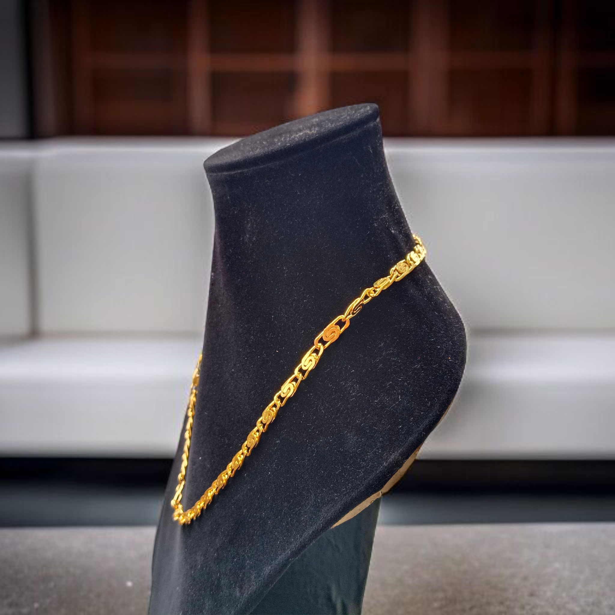 Nawabi Style Artificial Gold Chain – 1 Gram Gold Plated 20-inch chain for boys and girls, perfect for traditional and modern wear