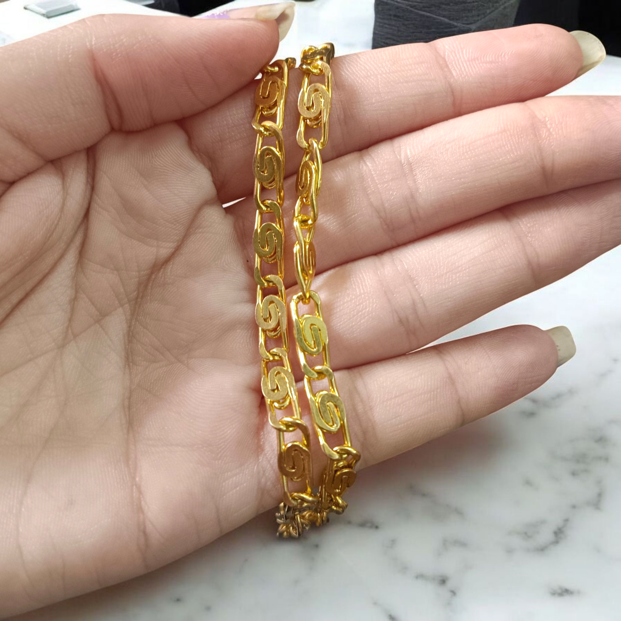 Nawabi Style Artificial Gold Chain – 1 Gram Gold Plated 20-inch chain for boys and girls, perfect for traditional and modern wear