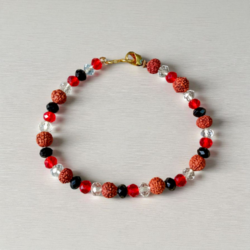 Nazar Battu Bracelet | Red White Black Mixed Crystals | Unisex Spiritual Jewelry