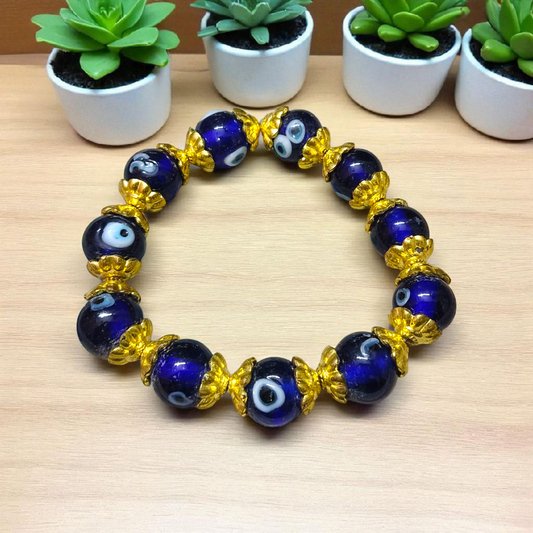 Nazar Suraksha Bracelet with Evil Eye Stone – Buri Nazar Protection & Root Chakra Healing Jewelry, Stretchable & Lab Certified