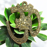 Om Wall Hanging in brass, 4×5 inches, decorative item for temple, office, home walls, and doors, symbolizing peace and spiritual energy