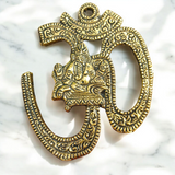 Om Wall Hanging in brass, 4×5 inches, decorative item for temple, office, home walls, and doors, symbolizing peace and spiritual energy