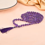Original Amethyst Mala made from genuine Jamunia beads, ideal for spiritual jaap, meditation, and daily wear.