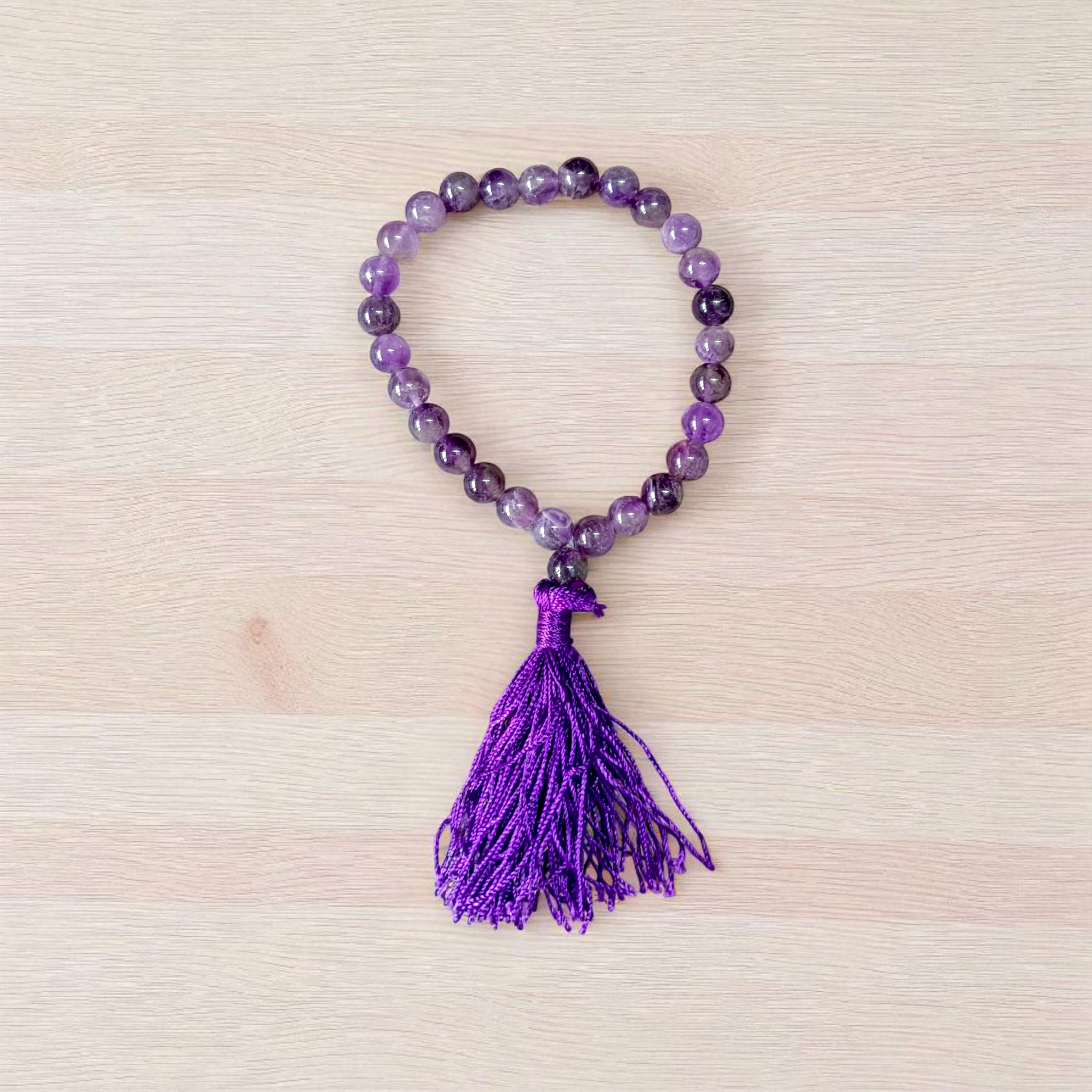 Original Amethyst Mala made from genuine Jamunia beads, ideal for spiritual jaap, meditation, and daily wear