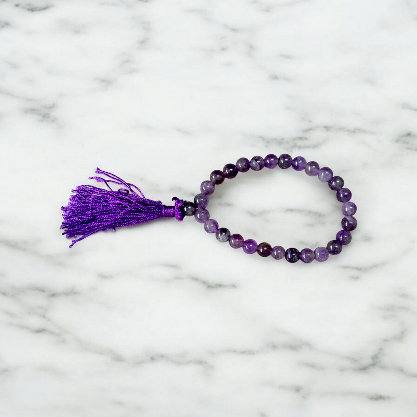 Original Amethyst Mala made from genuine Jamunia beads, ideal for spiritual jaap, meditation, and daily wear