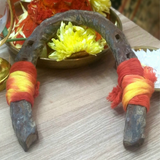 Original Black Horse Shoe with Ring, symbolizing good luck and protection, used as a decorative and spiritual item.