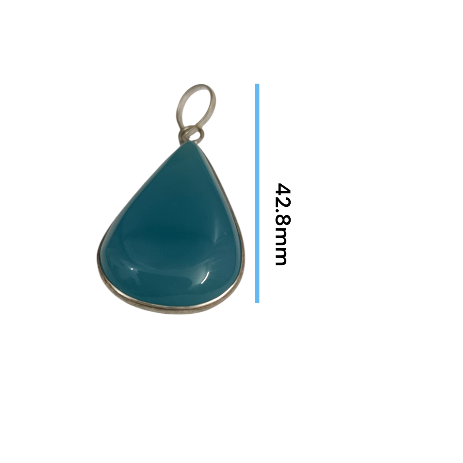 Original Firoza pendant with a vibrant turquoise hue, displayed on a necklace, highlighting its polished finish and elegant design.
