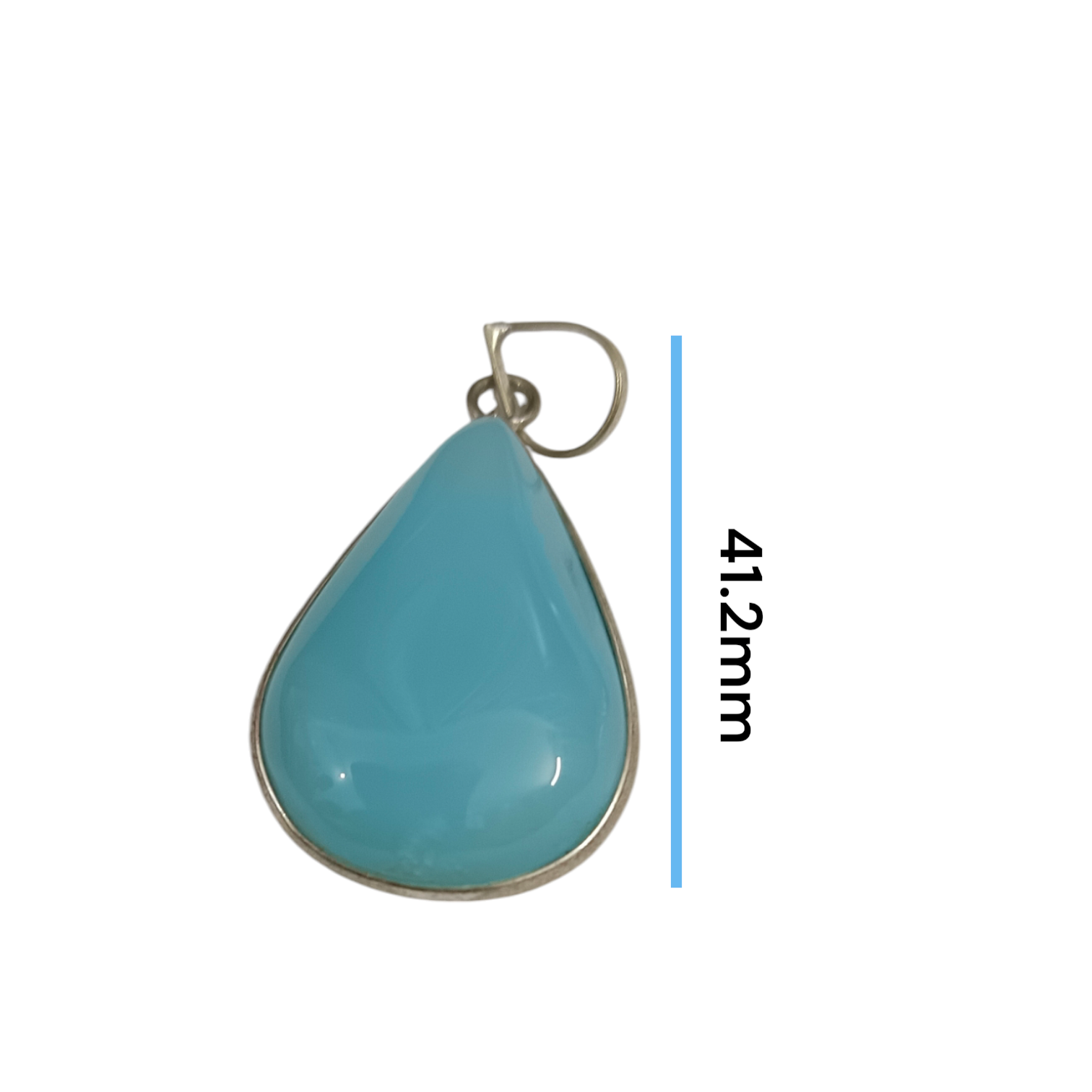 Original Firoza pendant with a vibrant turquoise hue, displayed on a necklace, highlighting its polished finish and elegant design.