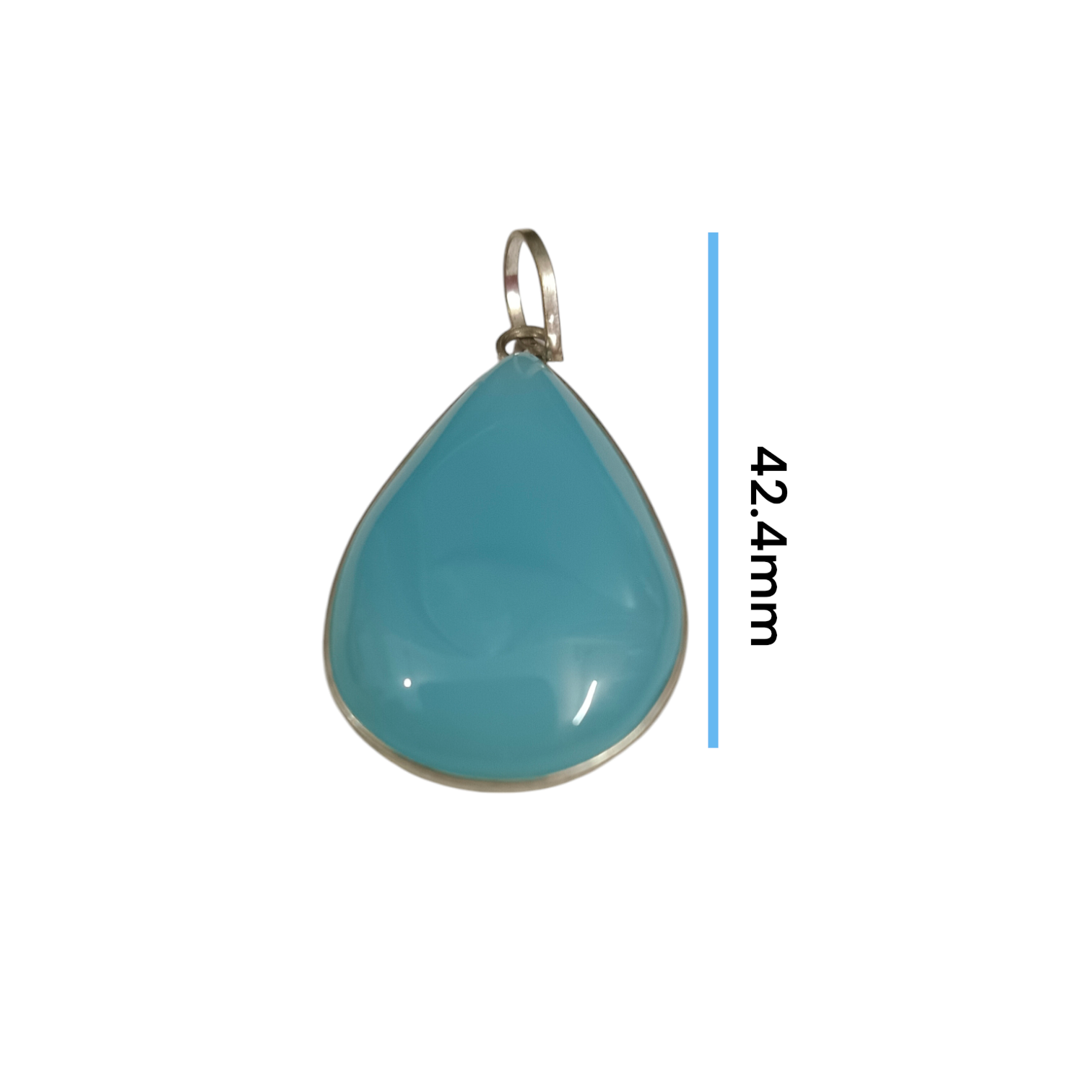 Original Firoza pendant with a vibrant turquoise hue, displayed on a necklace, highlighting its polished finish and elegant design.