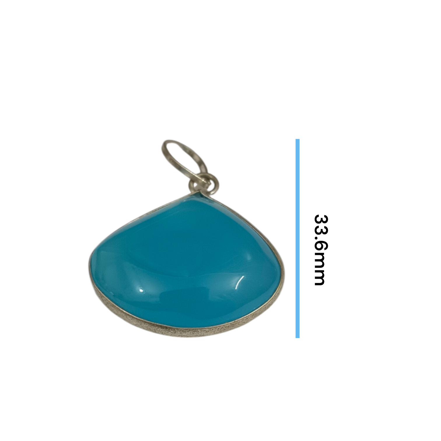 Original Firoza pendant with a vibrant turquoise hue, displayed on a necklace, highlighting its polished finish and elegant design.