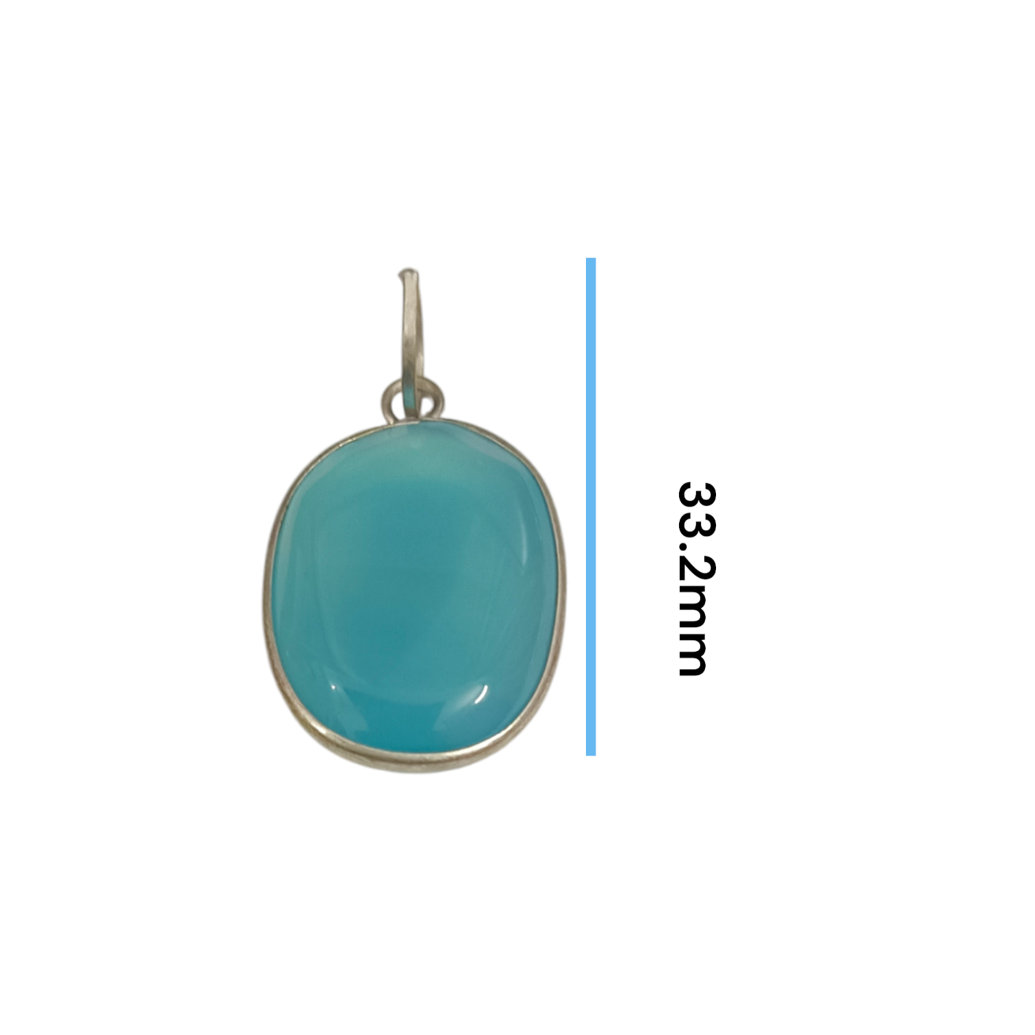 Original Firoza pendant with a vibrant turquoise hue, displayed on a necklace, highlighting its polished finish and elegant design.