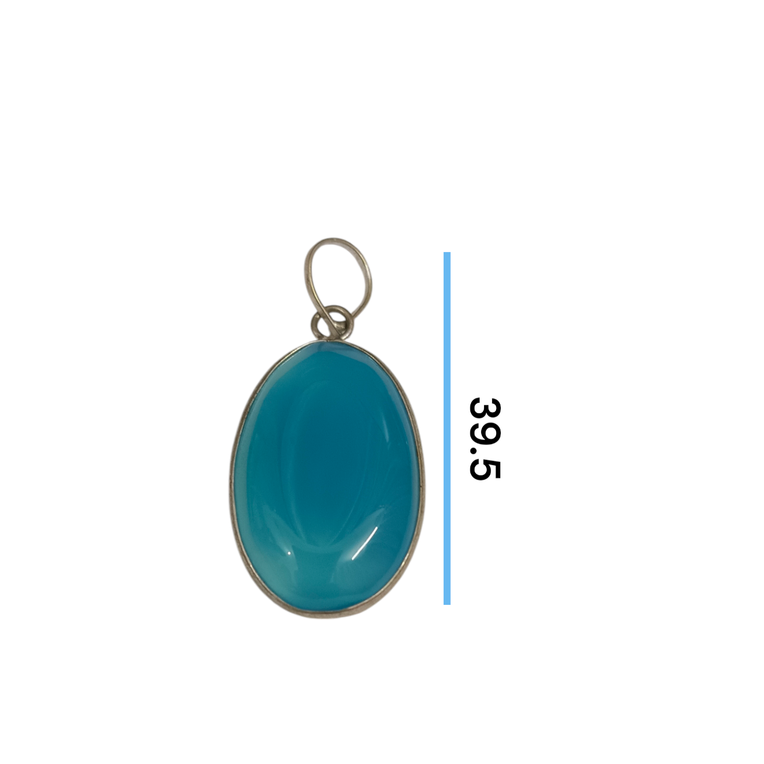 Original Firoza pendant with a vibrant turquoise hue, displayed on a necklace, highlighting its polished finish and elegant design.