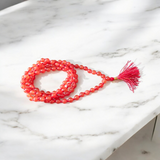 Original Hessonite Garnet Mala with 8mm natural beads in 108+1 and 27+1 variants for success, enemy protection, and spiritual energy