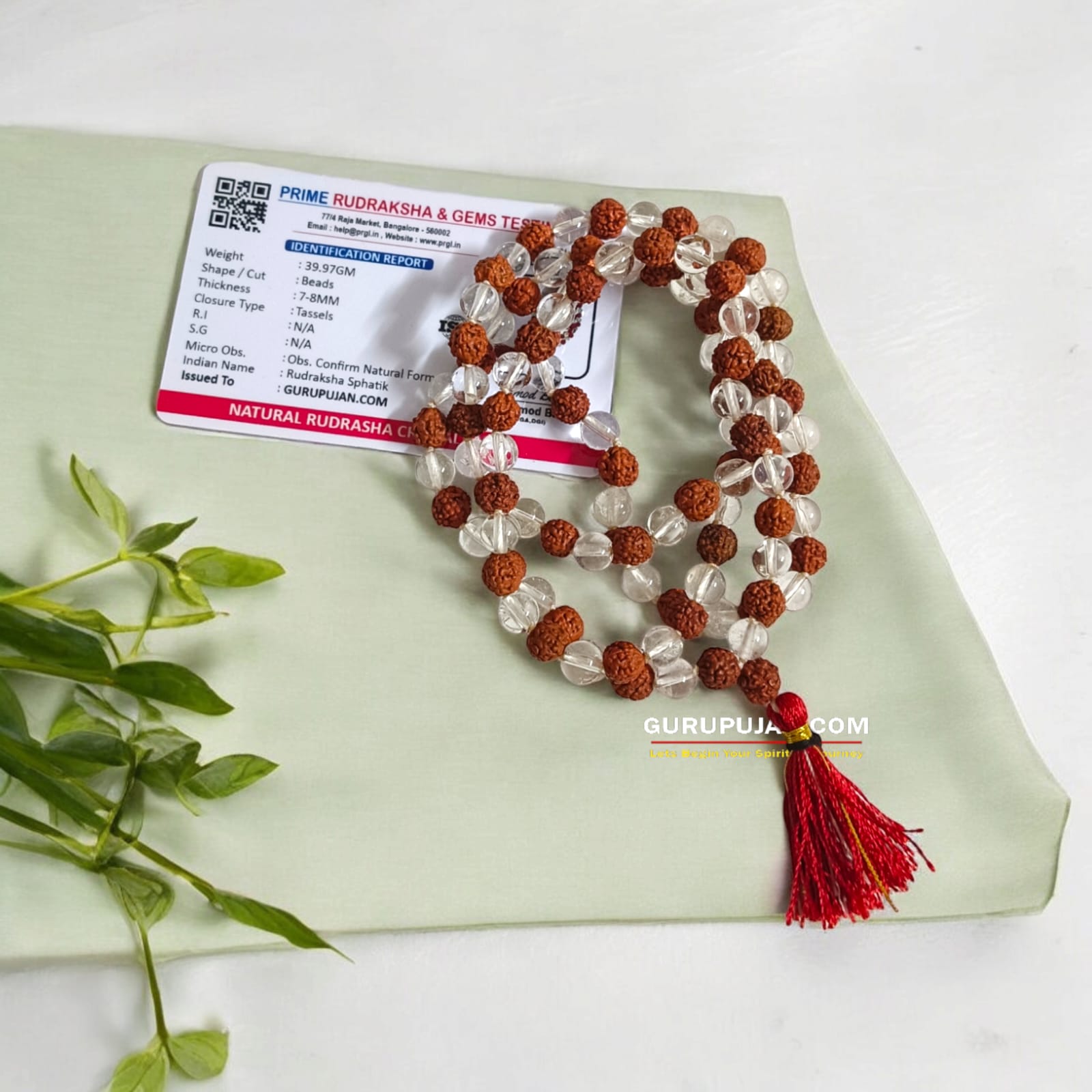 Original Lab Certified Rudraksha Sphatik Mala with 27+1 and 108+1 Beads – Ideal for Meditation and Healing