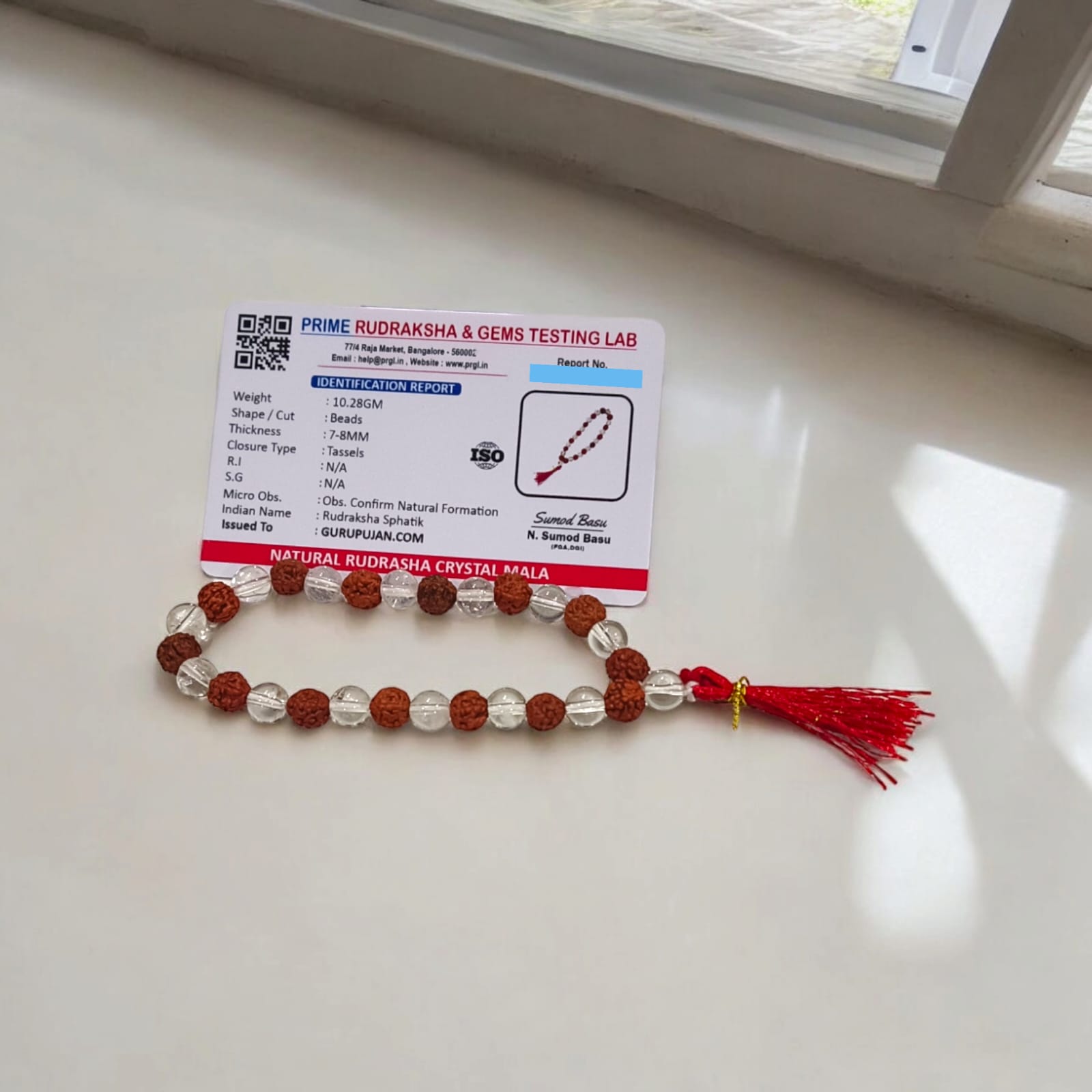 Original Lab Certified Rudraksha Sphatik Mala with 27+1 and 108+1 Beads – Ideal for Meditation and Healing