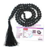 Original Lava Mala made of pure black lava beads for meditation and career stability – available in 27+1 and 108+1 bead variants.