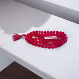 Original Pink Agate Mala with lab certification, available in 27+1, 54+1, and 108+1 beads, along with a stretchable bracelet, for emotional healing and meditation.