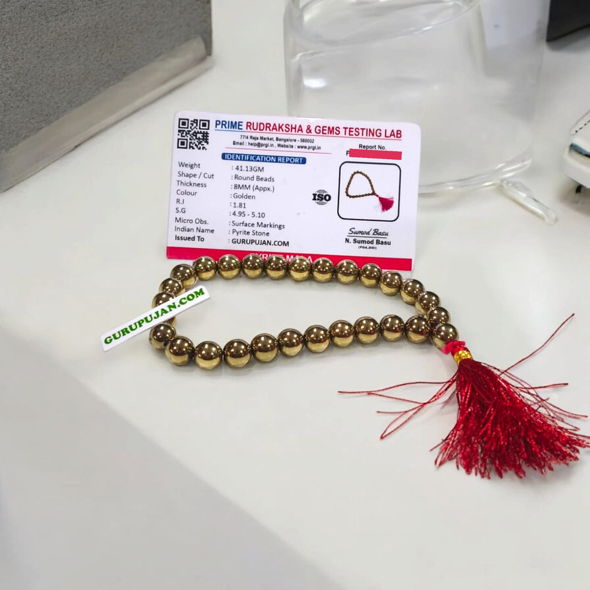 Original Pyrite Mala crafted from genuine metallic beads, ideal for attracting prosperity, boosting confidence, and protecting against negativity.
