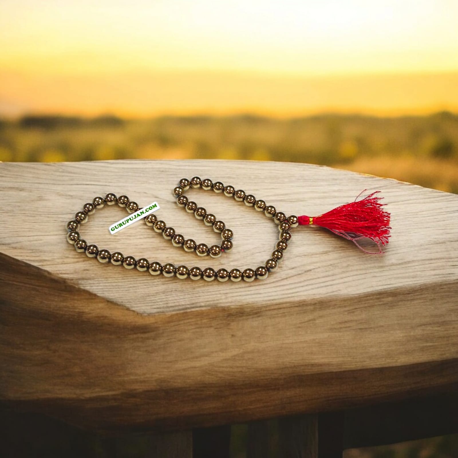 Original Pyrite Mala crafted from genuine metallic beads, ideal for attracting prosperity, boosting confidence, and protecting against negativity.