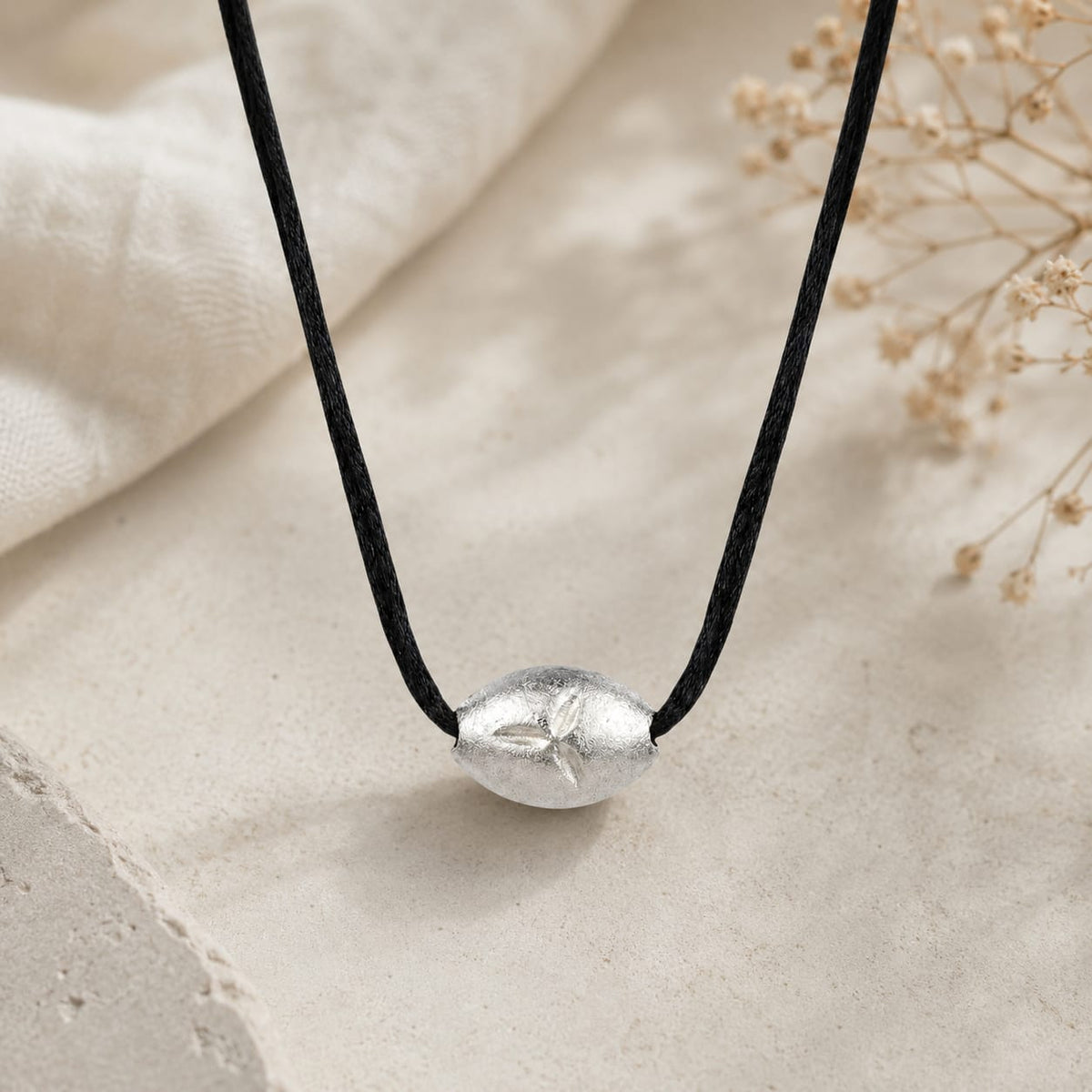 Original Tlismi Moti Pendant with Thread Silver Oval Shape Baby Teething Pendant Silver Color Spiritual Protection Pendant
