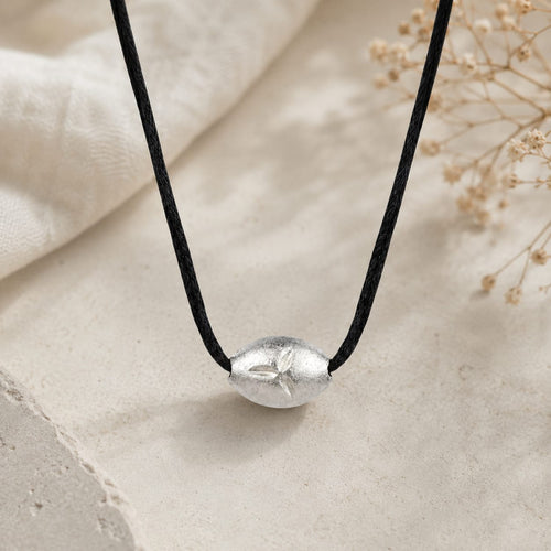 Original Tlismi Moti Pendant with Thread Silver Oval Teething Pendant