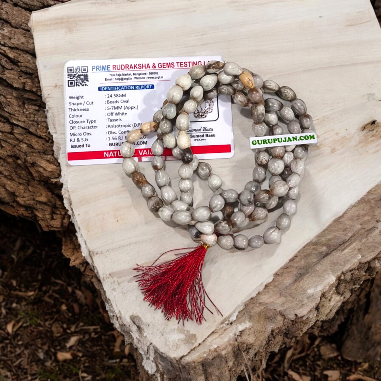 Original Vaijanti Mala with pure beads and lab certification for divine attraction and relationship improvement
