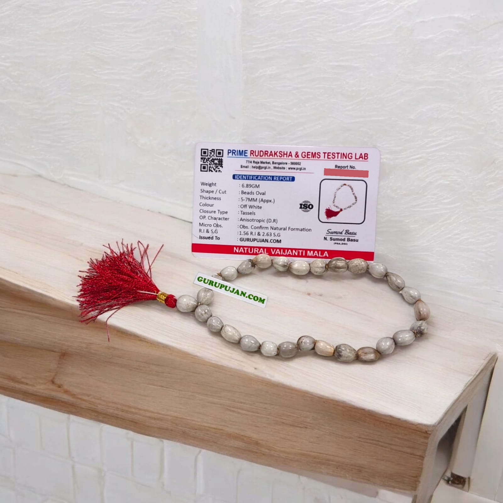 Original Vaijanti Mala with pure beads and lab certification for divine attraction and relationship improvement