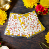 Pack of 2 Cotton Wicks Kesar Jyot Batti (100 Pcs each) for spiritual rituals, pooja, and aarti ceremonies with natural saffron fragrance