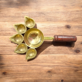 Panch Mukhi Jyot For Aarti With Handle made from 100% Pure Brass, featuring five wicks for aarti, pooja, and spiritual rituals.