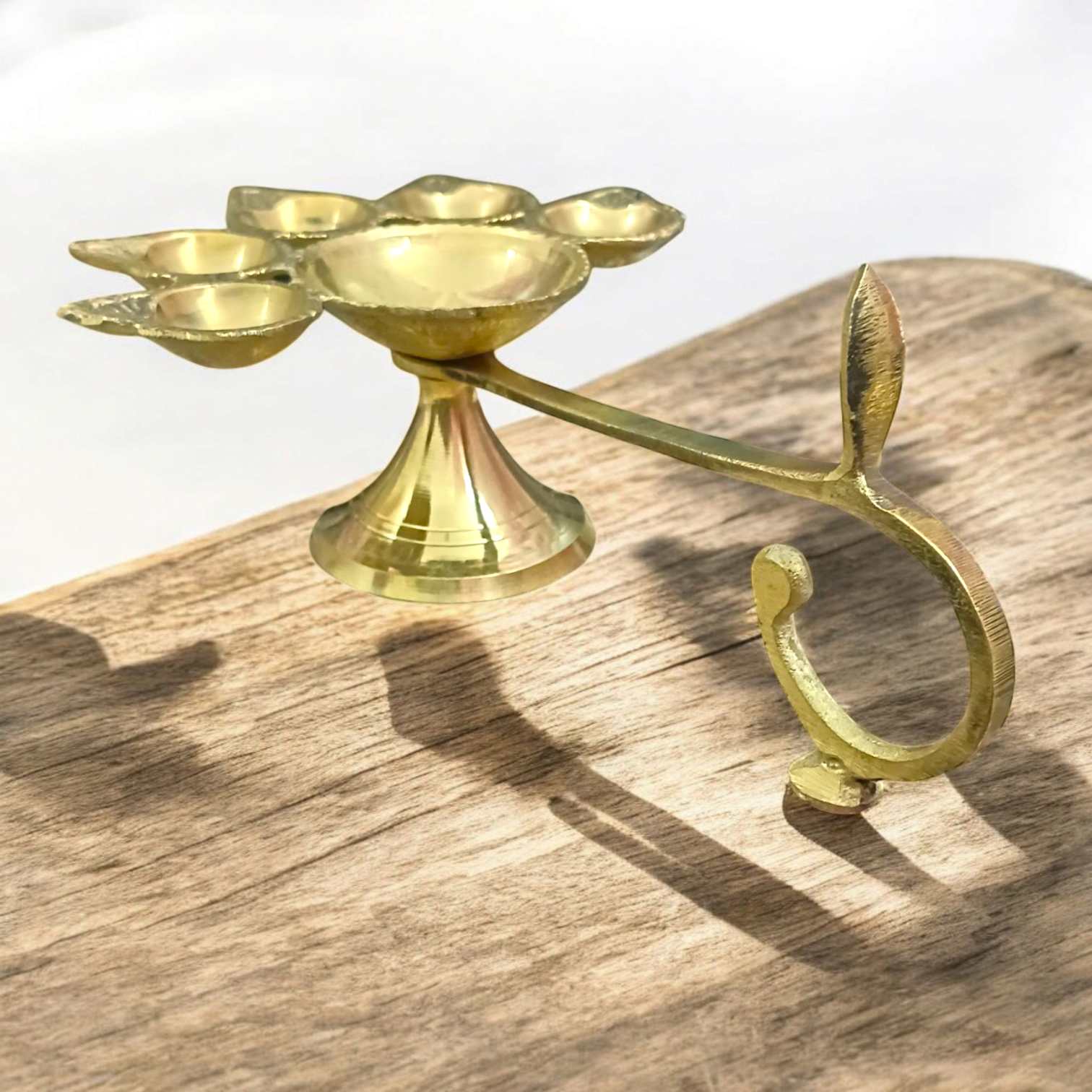 Panch Mukhi Jyot in Brass for Aarti and Spiritual Worship