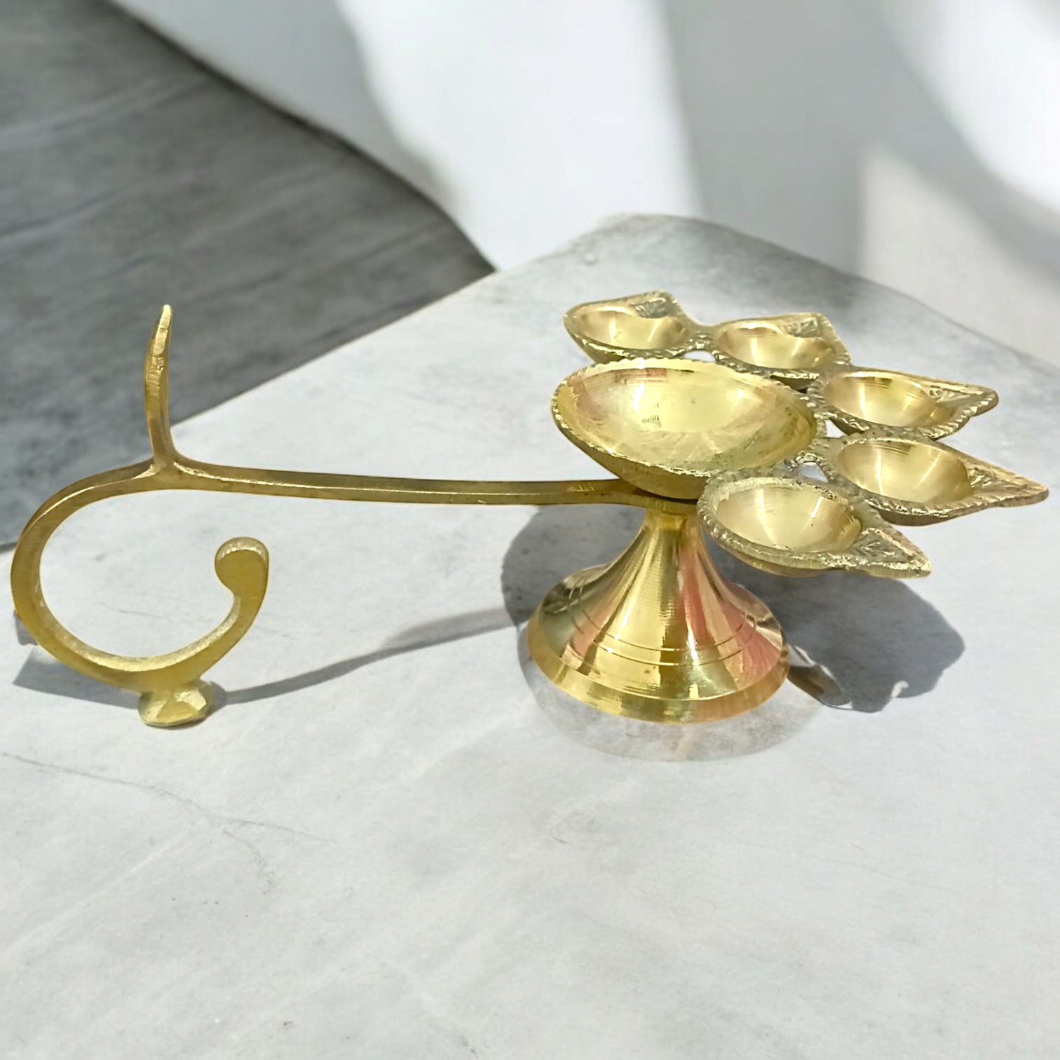 Panch Mukhi Jyot in Brass for Aarti and Spiritual Worship
