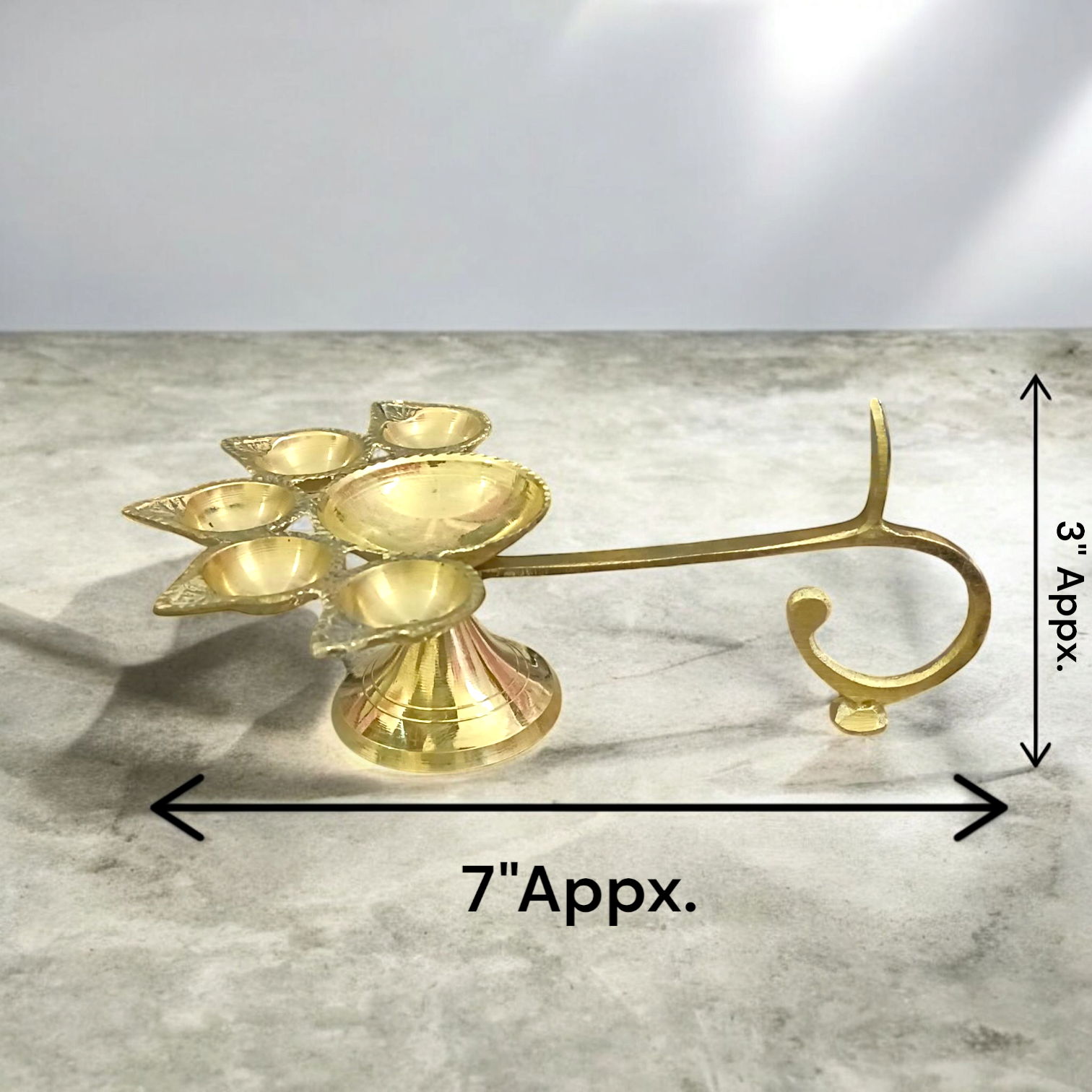 Panch Mukhi Jyot in Brass for Aarti and Spiritual Worship