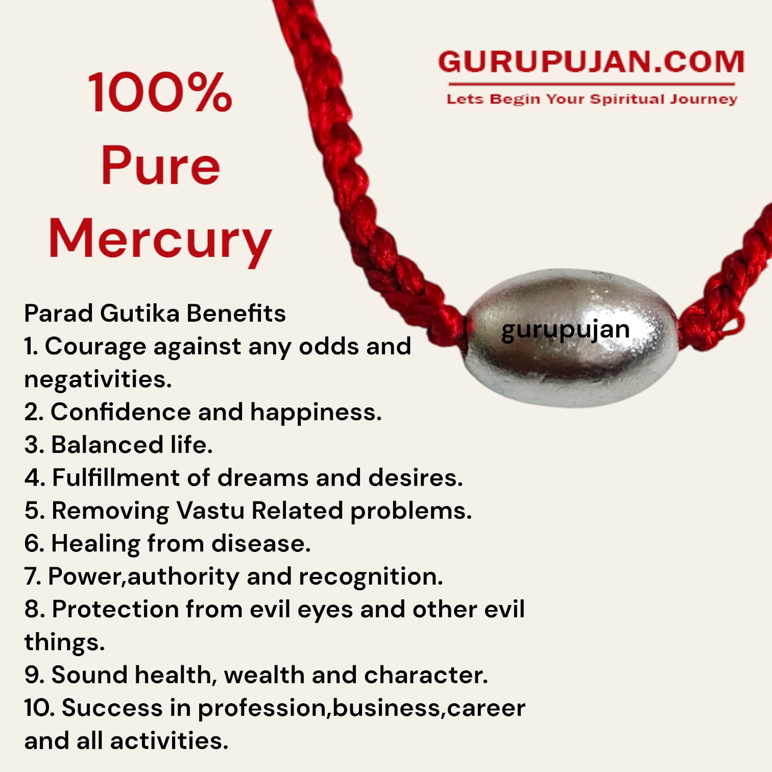 Parad Gutika locket crafted from pure mercury, featuring Lord Shiva’s image, with a red knotted thread for easy wear.