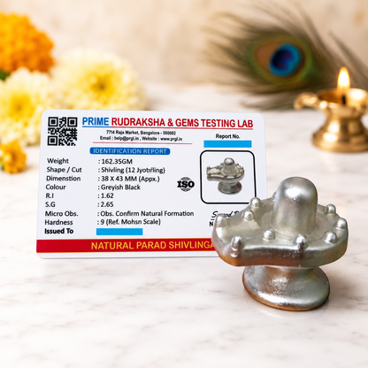 Parad Shivling 12 Jyotirlinga 100% Genuine Mercury Shivling Lab Certified for Puja Meditation Vastu Spiritual Worship