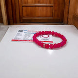 Pink Agate Bracelet with 8MM natural beads, lab certified, stretchable design, promoting emotional healing and harmony.