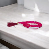 Pink Agate Mala 54+1 beads, also known as Pink Hakik Mala, featuring 8MM beads, lab certified, ideal for jaap, meditation, and daily wear.