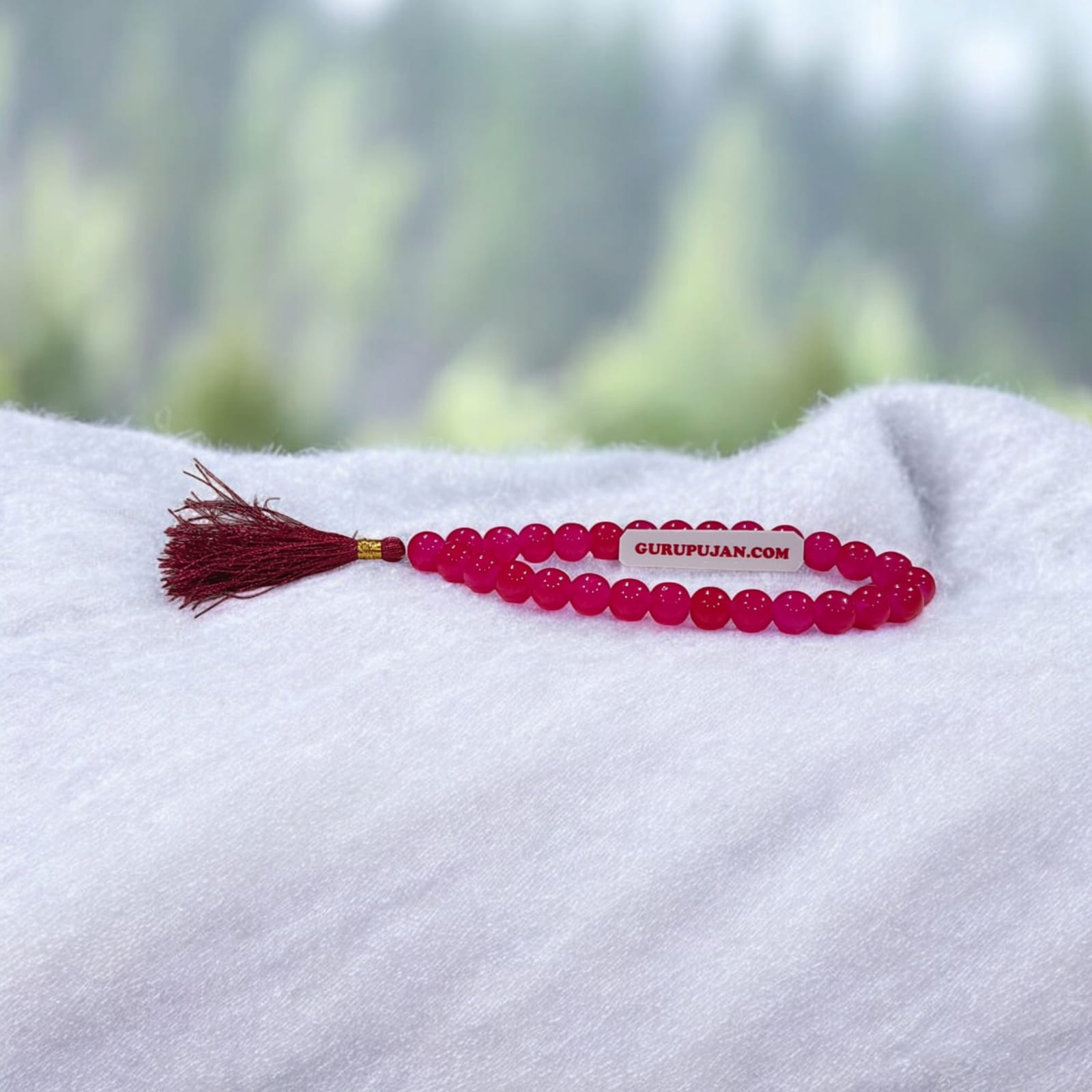 Pink Hakik Mala 27+1 Beads, Lab Certified Pink Agate Jaap Mala by Gurupujan, perfect for stability and emotional balance.