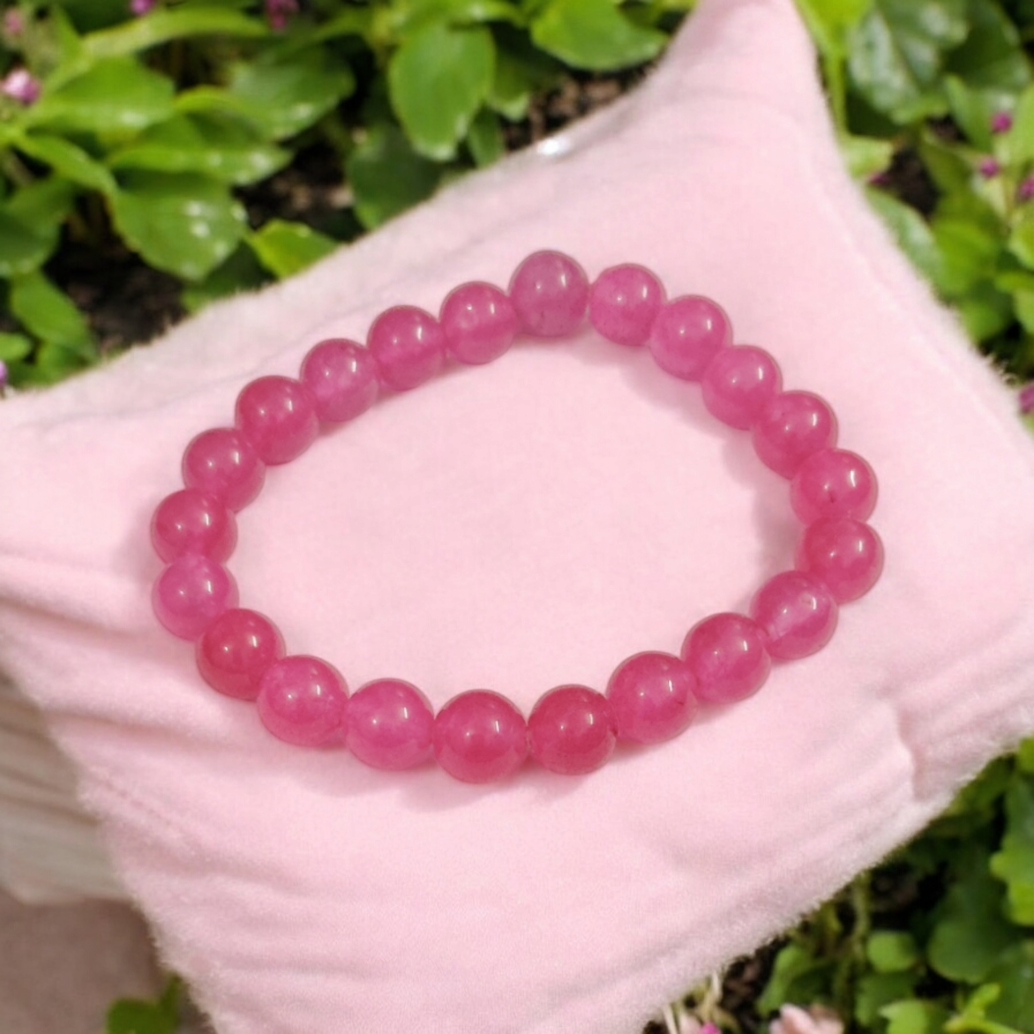 Pink Onyx Bracelet - Self-Trust, Self-Control, and Grounding – 8MM – Stretchable Bracelet