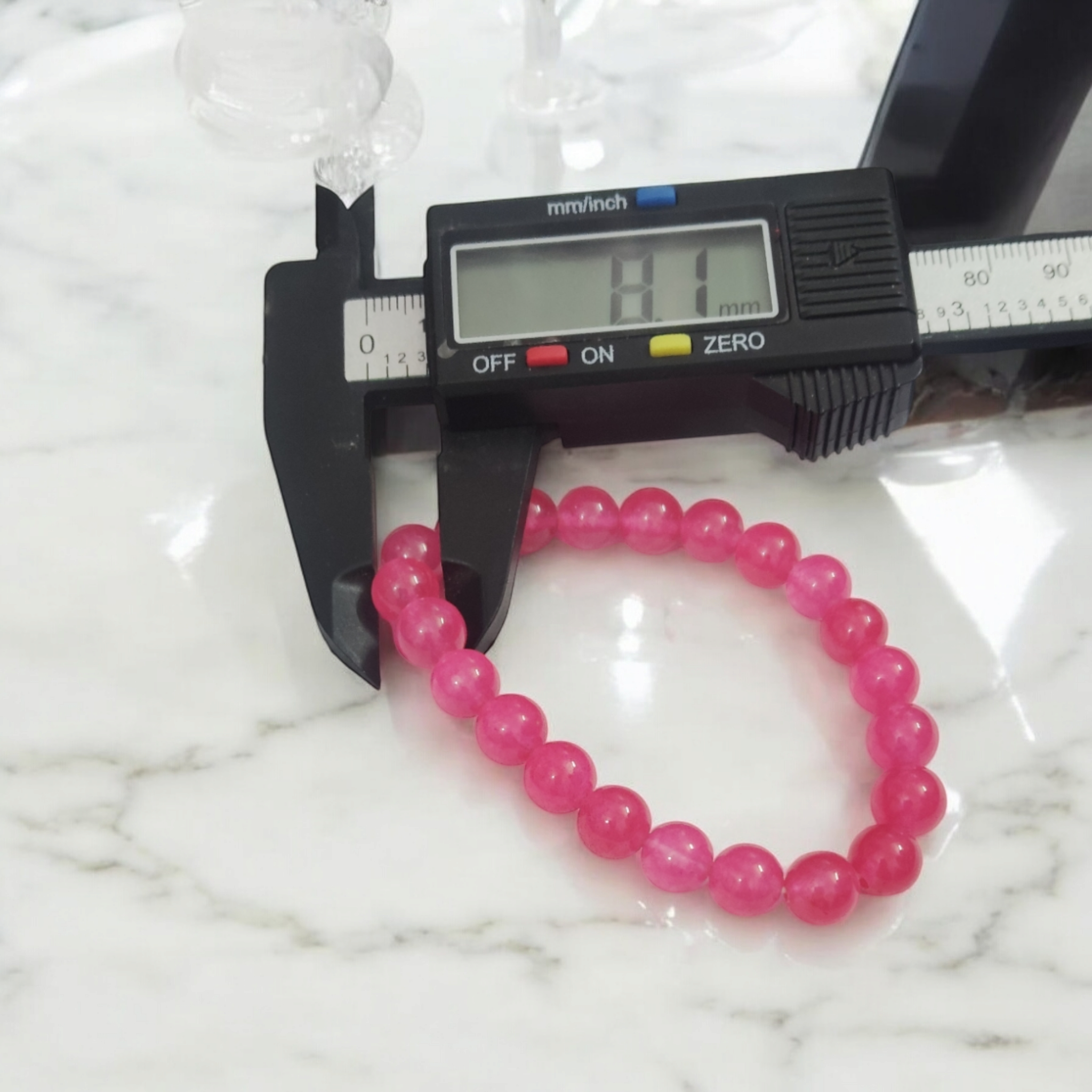 Pink Onyx Bracelet - Self-Trust, Self-Control, and Grounding – 8MM – Stretchable Bracelet